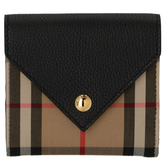 Burberry Leather Check Black Tri-fold Wallet - Picture 1 of 7
